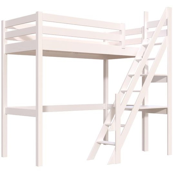 Lit Mezzanine bois Sylvia 90x200 avec escalier de meunier