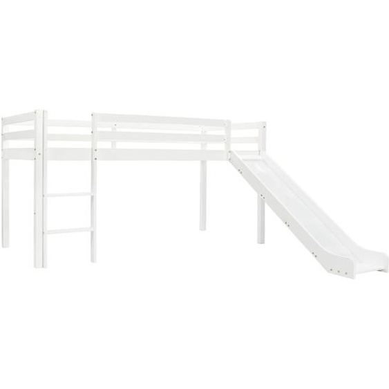 Lit mezzanine denfants toboggan et échelle bois pin 97x208 cm