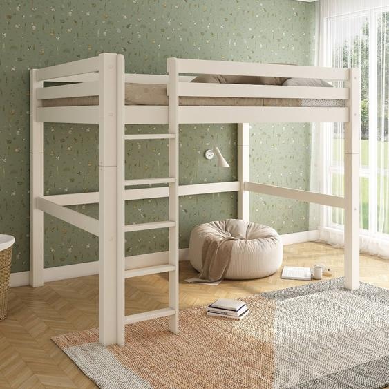 Lit Mezzanine Extra-solide En Bois Massif Hercule Blanc