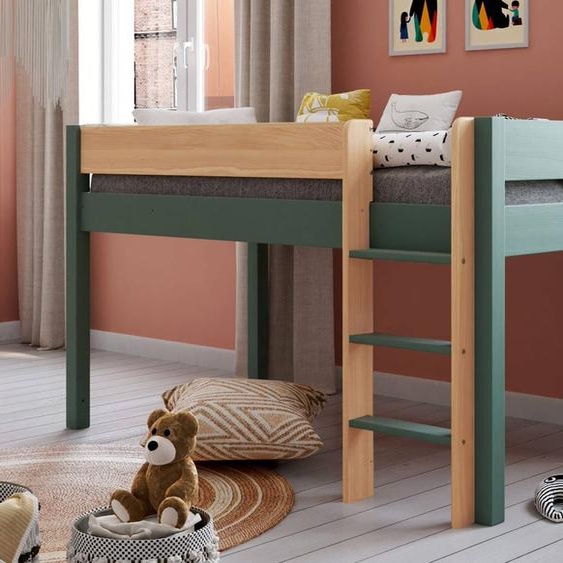 Lit Mezzanine Landes Bois Massif Kaki