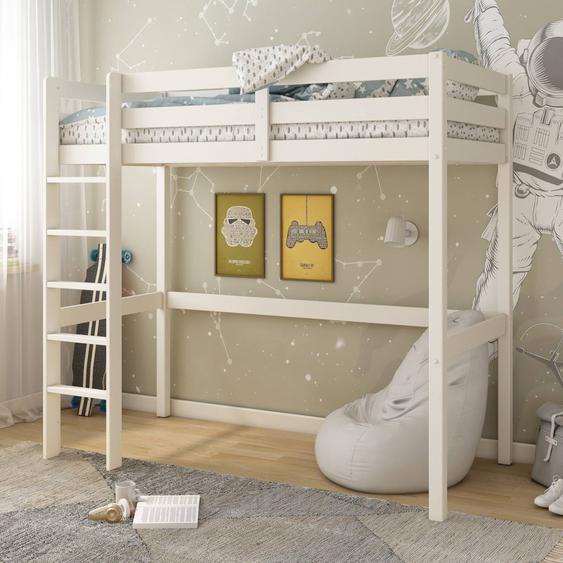 Lit Mezzanine Pin Massif Isidore Blanc