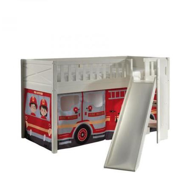 Lit mezzanine - VIPACK - Scott - Bois massif - Blanc - Enfant