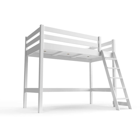 Lit mi-hauteur 90x200 bois ABC  avec échelle inclinée