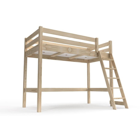 Lit mi-hauteur 90x200 bois ABC  avec échelle inclinée