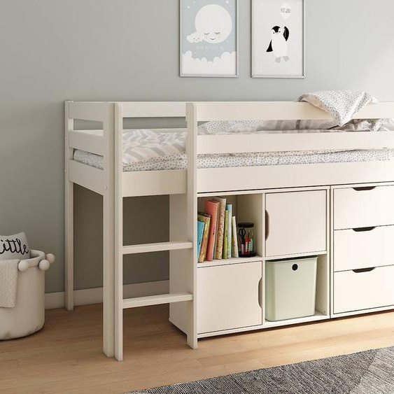 Lit Mi-hauteur Avec Rangement Jade Blanc
