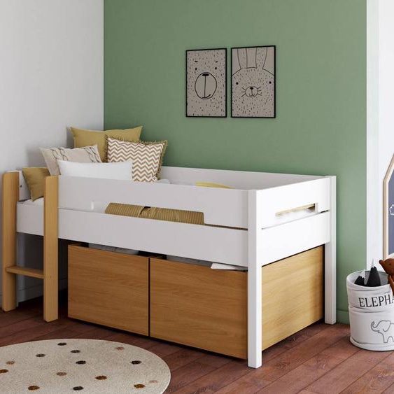 Lit Mi-hauteur Avec Rangements Milo Blanc