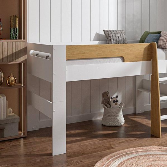 Lit Mi-hauteur London Blanc & Bois