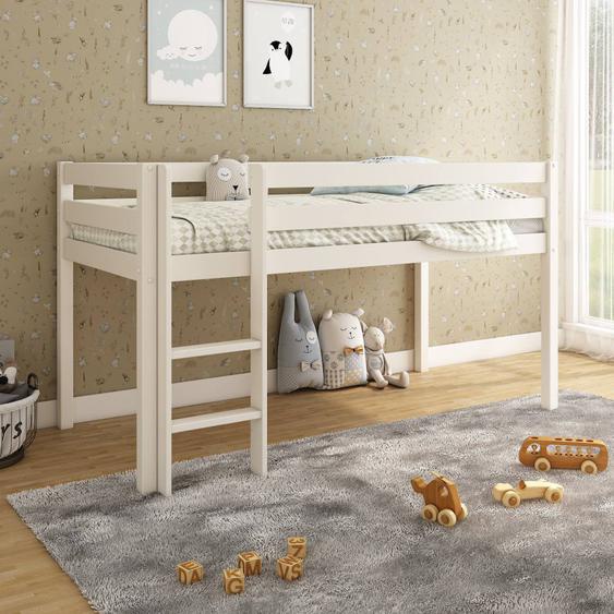 Lit Mi-hauteur Pin Massif Naturel Isidore Blanc