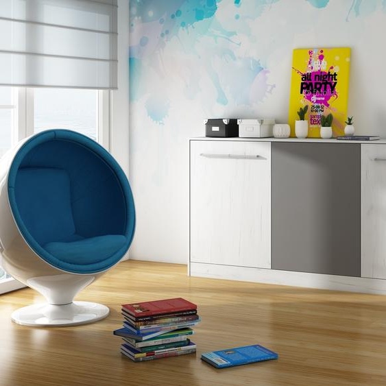 Lit mural horizontal lit armoire ROGER 90x200 cm Lit mural pliant, lit armoire pliant, armoire avec lit pliant intégré, lit fonctionnel CRAFT BLANC / GRAPHIT (Sans étagères supplémentaires)