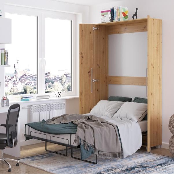 Lit mural lit armoire TEDDY 120x200 Artisan chêne vertical lit mural pliant, lit armoire pliant, armoire avec lit pliant intégré, lit fonctionnel y compris sommier à lattes
