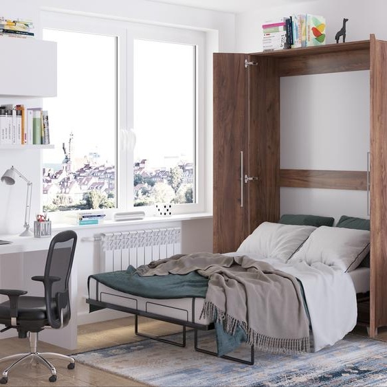 Lit mural lit armoire TEDDY 120x200 Craft chêne Tobacco vertical lit mural pliant, lit armoire pliant, armoire avec lit pliant intégré, lit fonctionnel y compris sommier à lattes