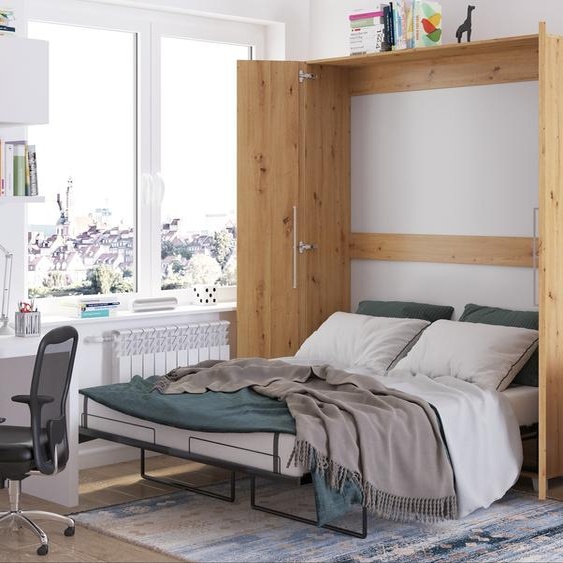 Lit mural Lit armoire TEDDY 160x200 Artisan chêne vertical Lit mural pliant, lit armoire pliant, armoire avec lit pliant intégré, lit fonctionnel y compris sommier à lattes