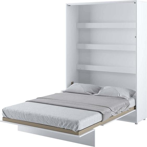 Lit mural Lit escamotable BED CONCEPT BC-01 Vertical 140x200 BLANC BRILLANT Lit mural escamotable, lit escamotable armoire, armoire avec lit escamotable intégré, lit fonctionnel incl. sommier à lattes