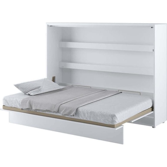 Lit mural Lit escamotable BED CONCEPT BC-04 Horizontal 140x200 BLANC HAUT BRILLANCE Lit mural escamotable, lit escamotable armoire, armoire avec lit escamotable intégré, lit fonctionnel y compris sommier à lattes