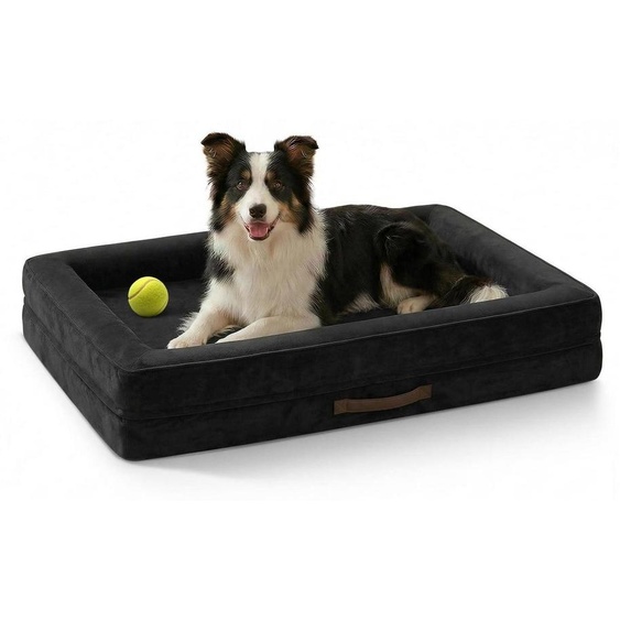 Lit orthopédique pour chien, lavable, couleur noire, dimensions 91x61x18 cm