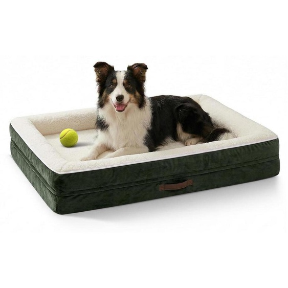 Lit orthopédique pour chien, lavable, couleur olive, dimensions 91x61x18 cm