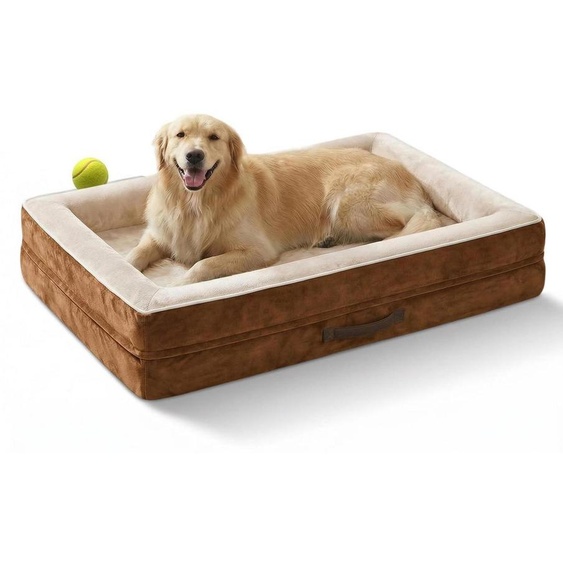Lit orthopédique pour chien, taille XL, lavable, couleur marron, dimensions : 117 x 76 x 19 cm