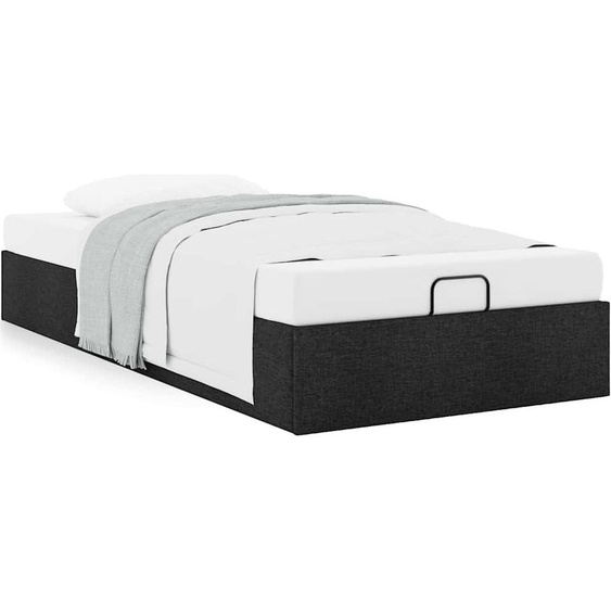 Cadre de lit ottoman sans matelas noir 80x200 cm tissu