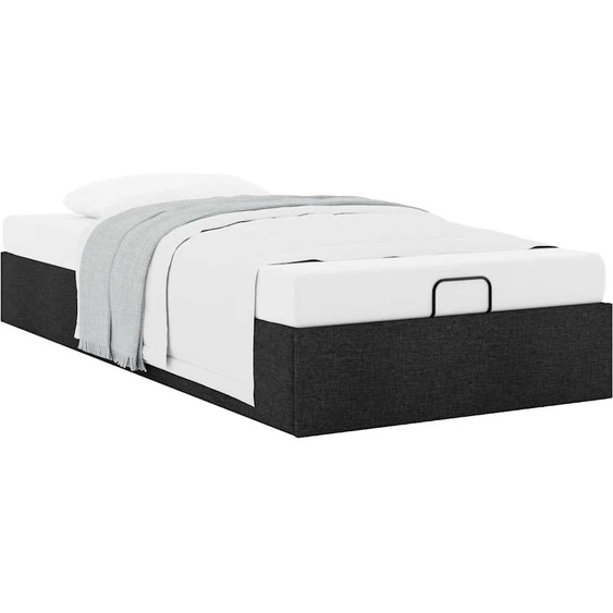 Cadre de lit ottoman sans matelas noir 90x200 cm tissu
