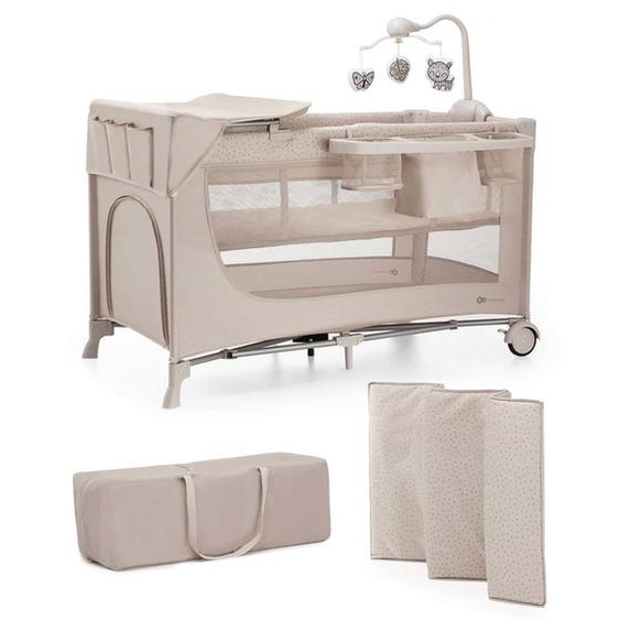 Lit Parapluie Joy 2 En 1 Avec Table À Langer, Niveau Réglable, Pliage Compact Et Sac De Transport Pratique Beige1