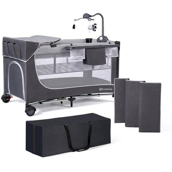 Lit Parapluie Multifonction Avec Table À Langer Et Accessoires Gris