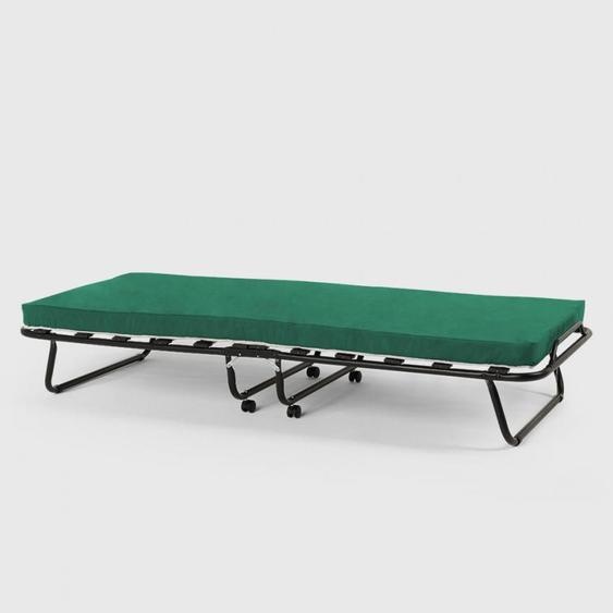 Lit pliant avec matelas à roulettes et lamelles 80x180 Ares - Vert foncé