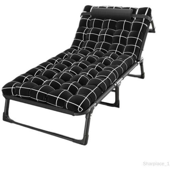 Lit pliant avec matelas, appoint, lit de Camping, lit simple Portable confortable pour usage domestique, Tube Noir 190x75x30