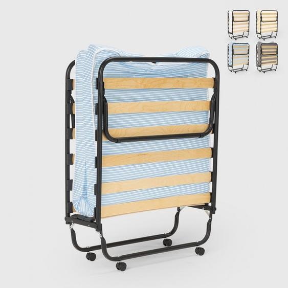 Lit pliant avec matelas et lattes microfibres 80x180cm Apollo - Bleu clair