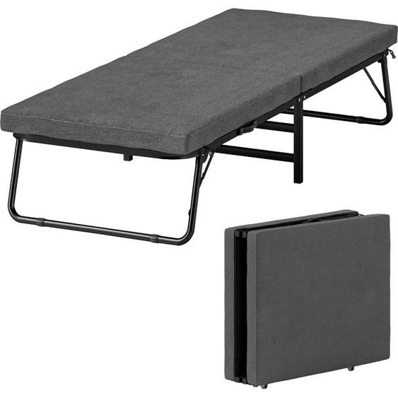 Lit pliant - Lit dinvité - 70 x 180 cm - Matelas mousse - Roulettes grises - Style moderne - Sans espace de rangement
