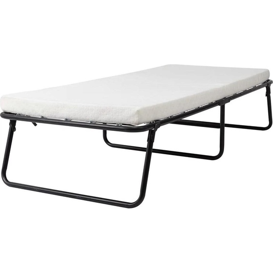 Lit pliant pour invités sur roulettes – Lit pliant 1 personne avec matelas en mousse à mémoire de forme de 7 cm – 80 x 190 cm – Pour chambre damis, bureau et camping – Cadre en acier – Pliable