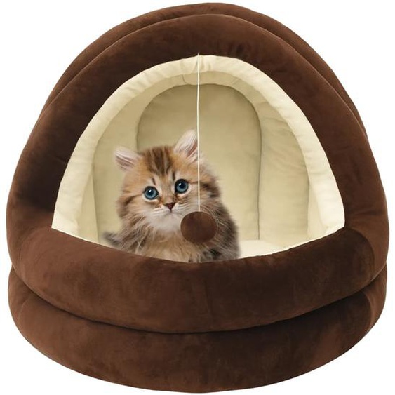 Lit pour chat 40x40x35 cm Marron et crème