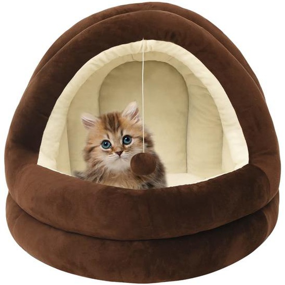 Lit pour chat 50x50x45 cm Marron et crème