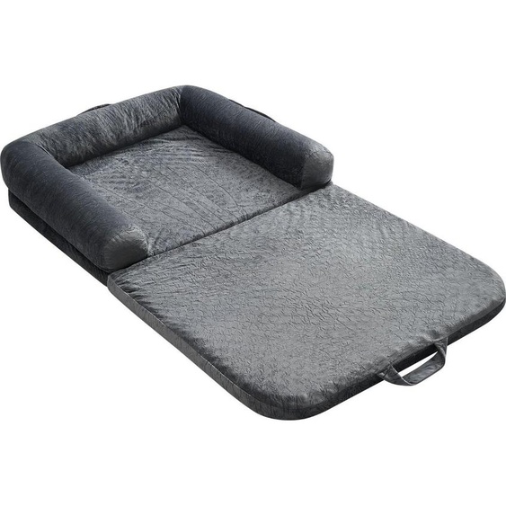 Lit pour chien, 1790 x 950 x 240 mm Lit orthopédique en mousse à mémoire de forme pour chien, lit pour animaux avec poche latérale, poignée et fermeture éclair, lit pour chien amovible et lavable en machine, gris foncé