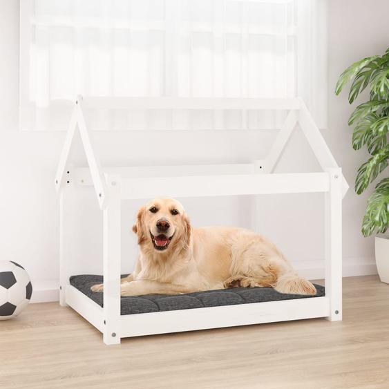 Lit pour chien Blanc 81x60x70 cm Bois de pin solide