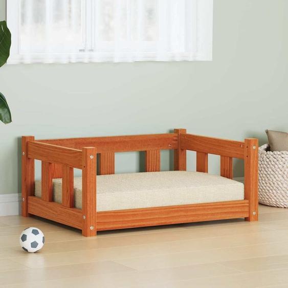 Lit pour Chien Brun cire 65,5 x 50,5 x 28 cm Pin massif