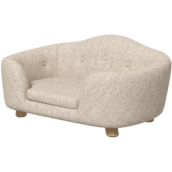 Lit pour chien, canapé pour chat, canapé pour chien avec coussin et dossier, en peluche, mousse et bois de pin, couleur crème. Style : canapé. Convient aux animaux de moins de 4,5 kg. Dimensions : 70 x 47 x 30 cm