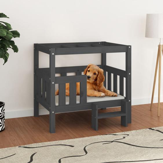 Lit pour chien Gris 75,5x63,5x70 cm Bois de pin solide