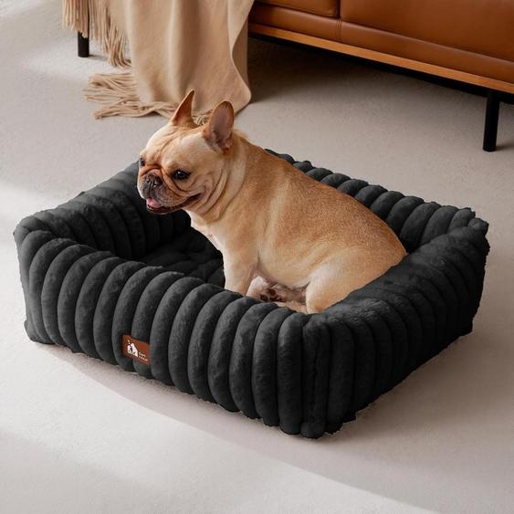 Lit pour chien, modèle de luxe, doux, lavable, couleur noire, dimensions : 64 x 53 x 18 cm