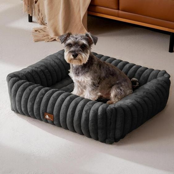 Lit pour chien, modèle de luxe, doux, lavable, couleur noire, dimensions : L 76 x P 61 x H 20 cm