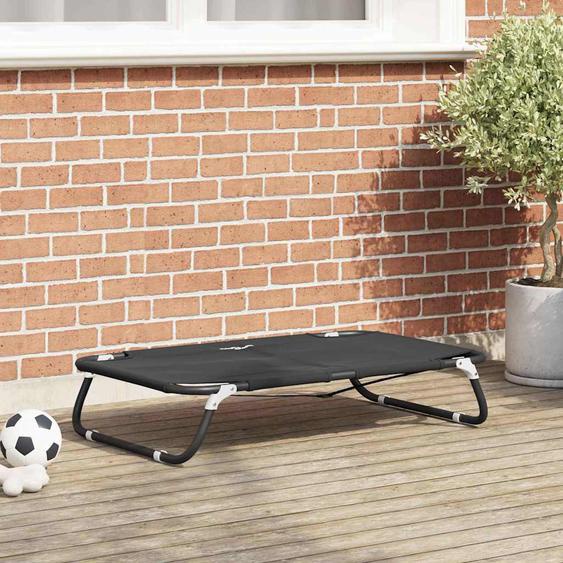 Lit pour Chien Noir ML Tissu Oxford et Acier