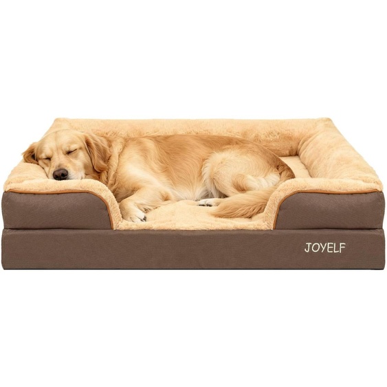 Lit pour chien orthopédique, style canapé, 110x82x20 cm, en mousse de polyuréthane, couleur marron, pour grandes races