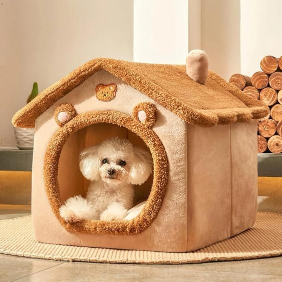 Lit pour chien - Panier pour chien - Intérieur - Moyen - Polaire corail - Coussin moelleux - Lavage à la main