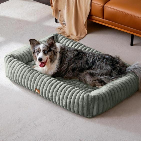 Lit pour chien, taille XL, gris foncé, dimensions : 109 cm de longueur x 76 cm de largeur x 20 cm de hauteur, lavable, mousse à mémoire de forme, antidérapant