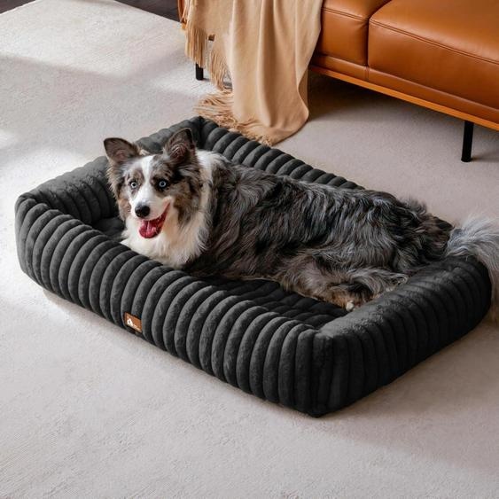 Lit pour chien, taille XL, noir, 109 x 76 x 20 cm. Lavable, mousse à mémoire de forme, antidérapant