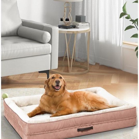 Lit pour chien, taille XL, orthopédique, lavable, couleur rose, dimensions : 117 x 76 x 19 cm