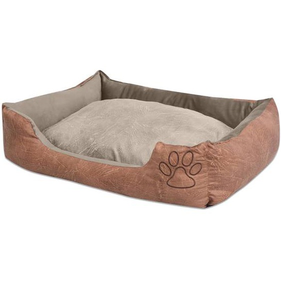 Lit pour chiens avec coussin Cuir artificiel PU Taille L Beige
