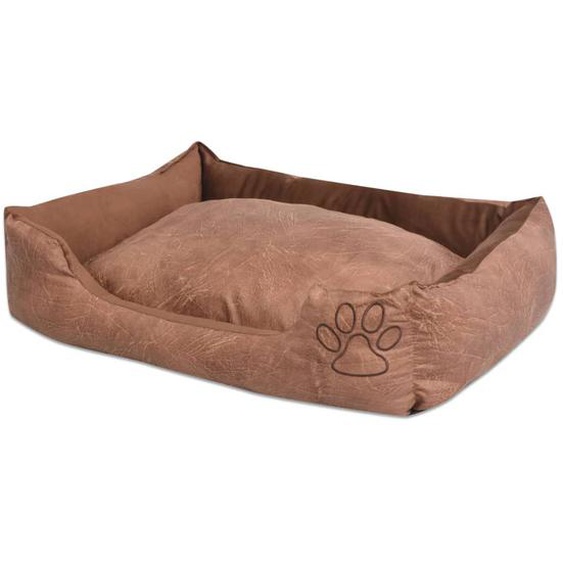 Lit pour chiens avec coussin Cuir artificiel PU Taille M Beige