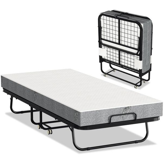 Lit rabattable Peviasot, dimensions 90x200 cm, avec matelas de 13 cm dépaisseur, lit dappoint jusquà 200 kg, équipé de 4 roulettes et dune housse anti-poussière