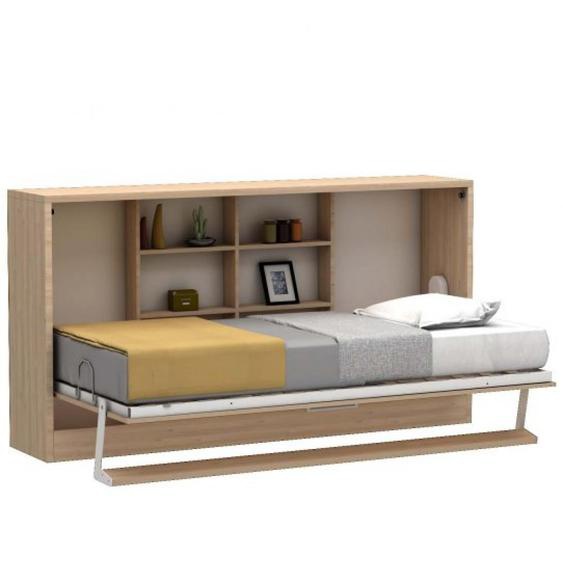 Lit escamotable horizontal MULTIMO couchage 90x200cm chêne