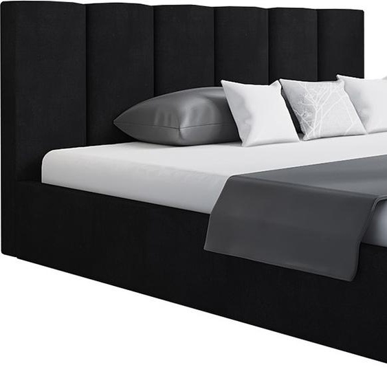 Lit rembourré, 120x200 cm, lit double, avec coffre de lit, avec sommier à lattes, avec tête de lit, Lit moderne, robuste, élégant, qualité de première classe, Slim-0, Graphite